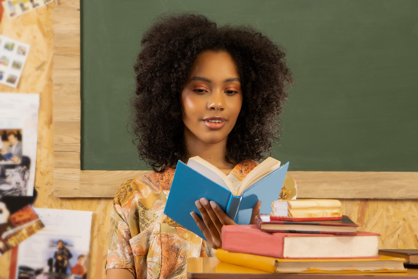 Female Teacher Reading a Book